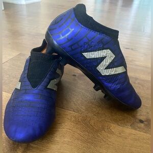 New Balance Kids Blue Soccer Cleats with Silver Accents
